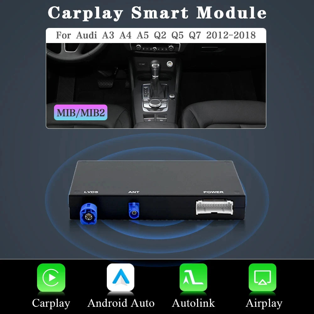 Carplay Adapter – Carplay Dongle – Carplay Interface – Draadloze Carplay Module – Android Auto Adapter – Draadloze Connectiviteit – Geschikt Voor Audi A3 2014-2018, A4, A5 B9, Q2, Q5, Q7 – Inclusief AirPlay, MirrorLink, Bluetooth & GPS Navigatie