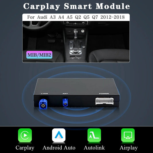 Carplay Adapter – Carplay Dongle – Carplay Interface – Draadloze Carplay Module – Android Auto Adapter – Draadloze Connectiviteit – Geschikt Voor Audi A3 2014-2018, A4, A5 B9, Q2, Q5, Q7 – Inclusief AirPlay, MirrorLink, Bluetooth & GPS Navigatie