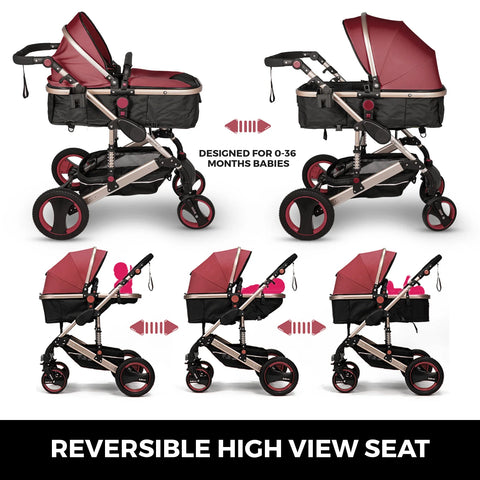 Kinderwagen - Wandelwagen - Buggy - Wandelwagen 3 in 1 - Wandelwagens - Luxe - Draagbaar - Voor Pasgeboren Baby Bassinet Kinderwagen - Goud