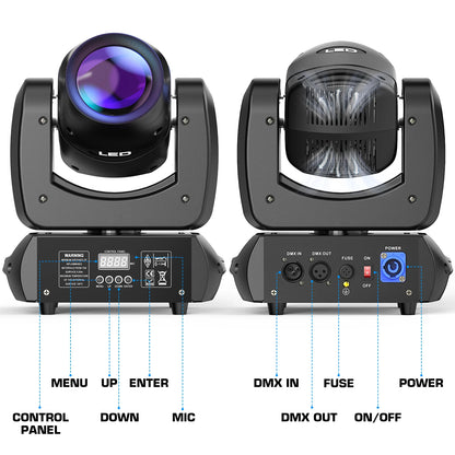 Moving Head Stage Lights – Moving Head Verlichting – LED Stage Lamp – DJ Licht – Disco Verlichting – Set van 2 EU Plug – 100W Power – 18 Prismatische Effecten - QUORE