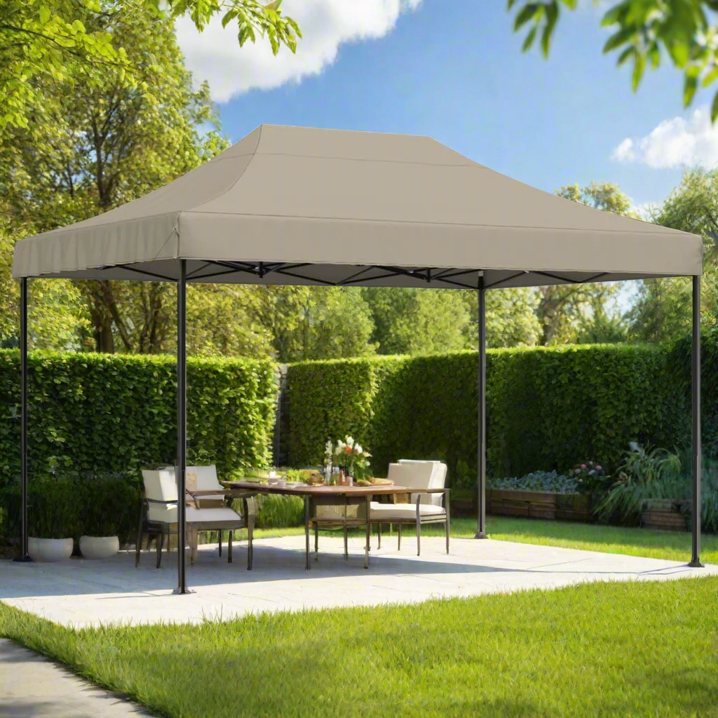 Opvouwbare Partytent – Tuinpaviljoen – Partytent – Tuientent – Feesttent – Kampeertent – Beschuttende Tent – 410x279x315 Cm – Waterdicht Oxford Polyester – Stalen Frame - Bruin