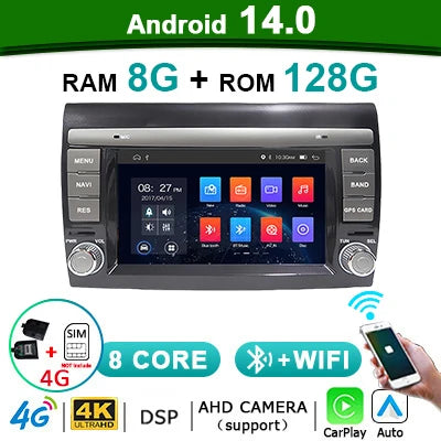 12,5'' Android 14 Autoradio – Auto Radio Multimedia Speler – Navigatie Systeem – Touchscreen Radio – CarPlay Android Auto – Hoge Resolutie 1920x720 – Plug-and-Play Installatie