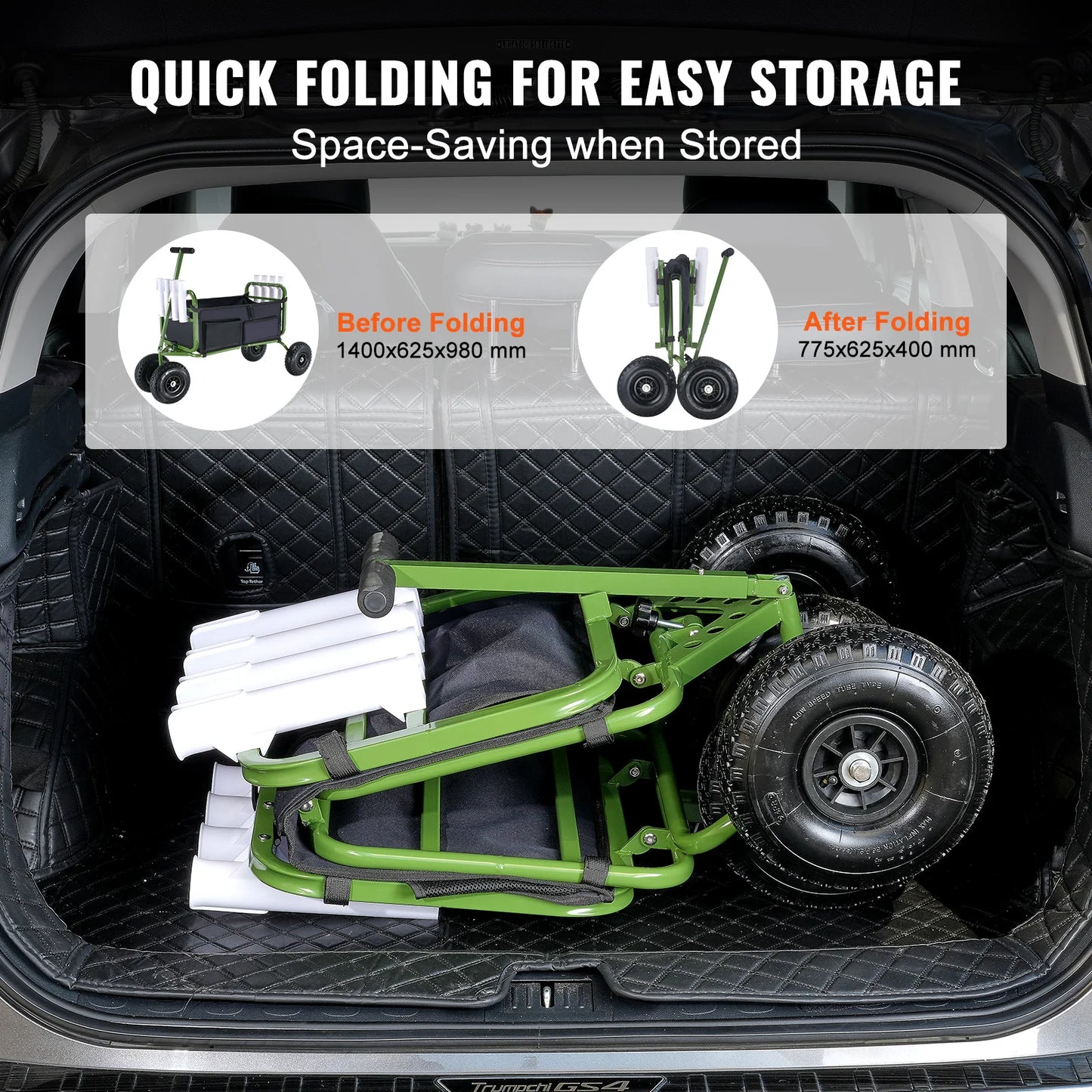 Opvouwbare Strandviskar - Strandwagen - Bolderkar - Camping Trolley - Outdoor Aanhangwagen - 300lbs - Viskar - met 8 Hengelhouders - 11" Wielen - Vistent - voor Strand - Steiger & Camping