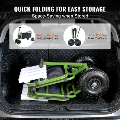 Opvouwbare Strandviskar - Strandwagen - Bolderkar - Camping Trolley - Outdoor Aanhangwagen - 300lbs - Viskar - met 8 Hengelhouders - 11" Wielen - Vistent - voor Strand - Steiger & Camping