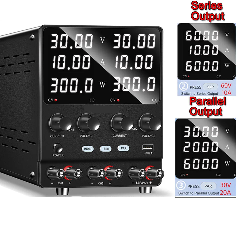 Labvoeding - Laboratorium Voeding - Power Supply - Powerbank - 15V 30A - 220V - Instelbare - Enkel Kanaal – Hoog Ampèrage DC Voedingsunit voor Werkbank en Testomgeving
