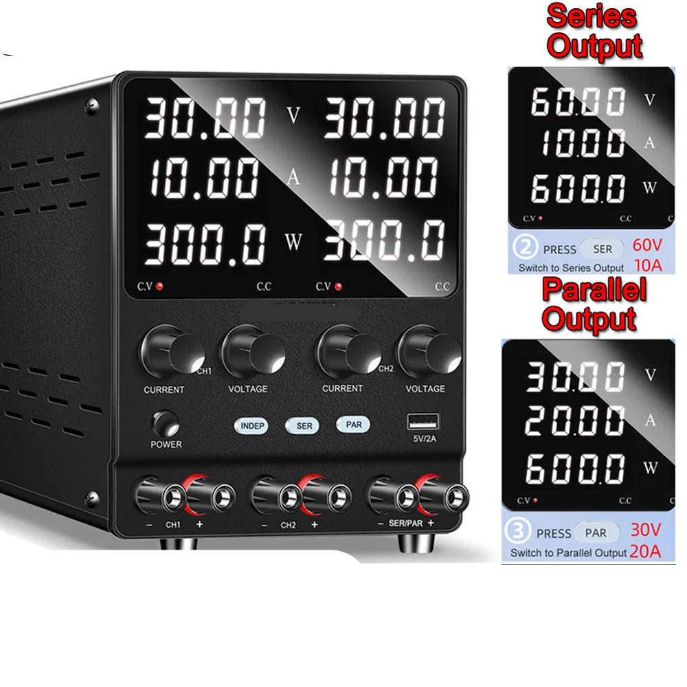 Labvoeding - Laboratorium Voeding - Power Supply - Powerbank - 30V 10A - 220V - Dual Output - Instelbare - Dubbele Uitgang – Precisie DC Voeding voor Elektronica & Testopstellingen