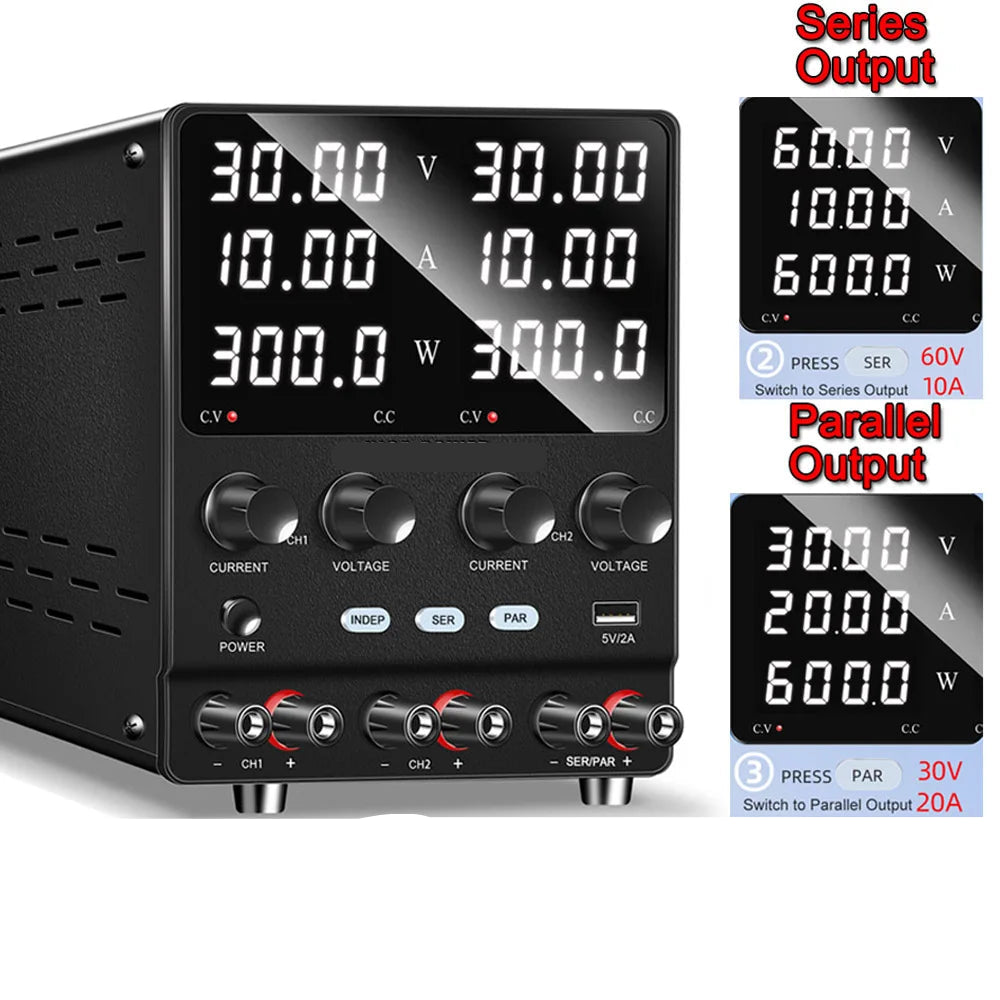 Labvoeding - Laboratorium Voeding - Power Supply - Powerbank - 60V 5A - 220V - Dual Output - Instelbare - Dubbele Uitgang – Precisie DC Voeding voor Testopstellingen & Elektronica