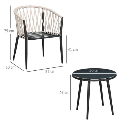 Tuinset – Buitenmeubelset – Balkonset – Terrasmeubel – Compact Design – Gepoedercoat Staal – Gehard Glas