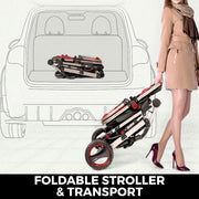 Kinderwagen - Wandelwagen - Buggy - Wandelwagen 3 in 1 - Wandelwagens - Luxe - Draagbaar - Voor Pasgeboren Baby Bassinet Kinderwagen - Goud