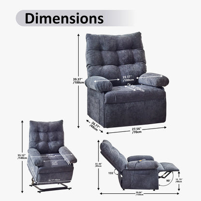 Elektrische Liftfauteuil – Liftstoel – Relaxstoel – Verstelbare Fauteuil – Comfortabele Stoel – Zacht Gewatteerd Kussen – Stil Liftmechanisme - 70 x 68 x 24 cm - Grijs