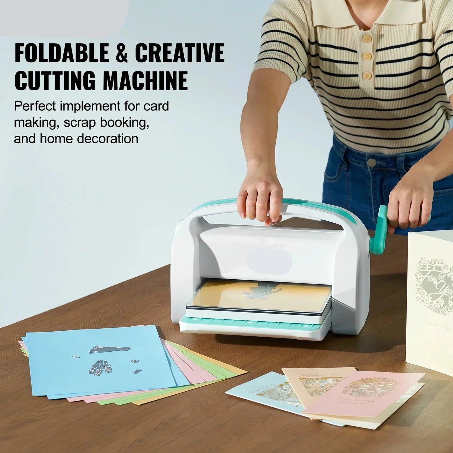 Stansmachine - Embossing Machine - Handmatige - 6 Inch - voor Scrapbooking - Kaarten - DIY Decoraties - Wit en Blauw