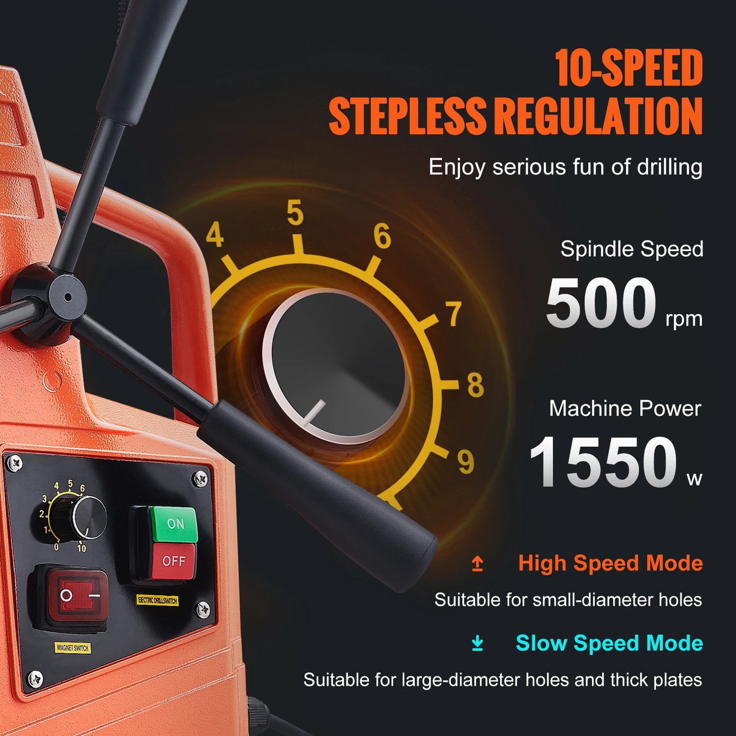 VEVOR 1300W 1400W 2" Electric Drilling Machine Magnetic Drill Press Boring Diameter Power Drill 810 PRM 1-second Release Drill