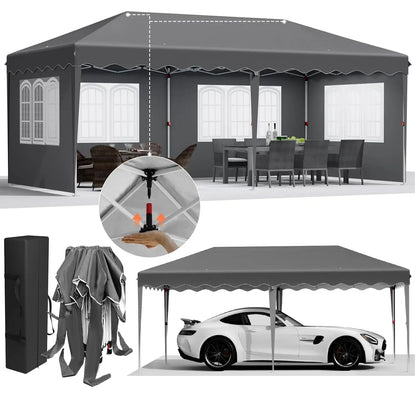 Tuinpaviljoen - Partytent - Partytenten - Paviljoen - Easy up Partytent - 3x6m - Waterdicht - Opvouwbare - Inclusief 4 Zijpanelen – Ideaal voor Evenementen, Feesten en Bruiloften – Donkergrijze Afwerking