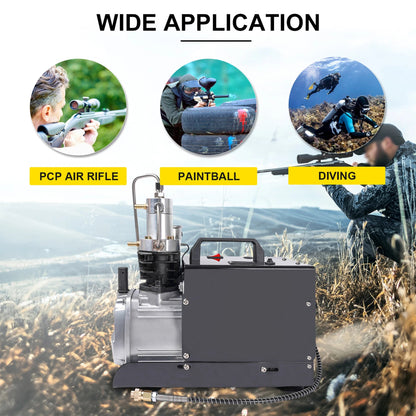 Luchtcompressor - Compressor - Luchtpomp - Airpress Compressor - 4500Psi - 300bar - PCP - Hoge Druk Pneumatische Luchtpomp – Ingebouwde Ventilator  - Geschikt voor Luchtgeweren en Scuba Tanks - Handmatige Versie – 220V