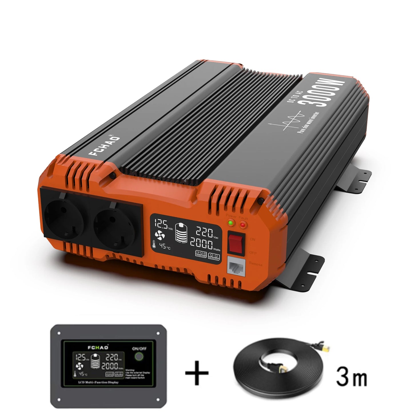 Pure Sine Wave Omvormer – Zonne-Energie Converter – DC Naar AC Inverter – 48V 3000W Variant – Met LCD Display – Superieure Efficiëntie 91%
