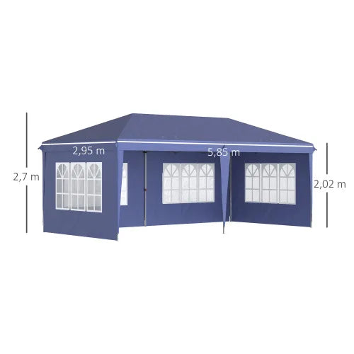Partytent – Overkapping – Tent – Paviljoen – Luifel – 3 x 6 Meter – RVS Frame – UV-Bescherming - Blauw