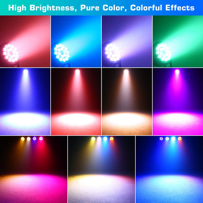 LED Par Light – DJ Verlichting – Stage Lamp – Discolamp – Feestverlichting – EU Stekker – 18x8W RGBWA+UV LEDs – Aluminium Behuizing Met Ventilatie