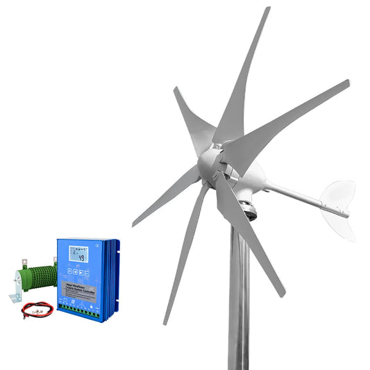 Windturbine - Windmolen - Windturbine Generator - Windenergie - 5000W - 48V - met LCD Hybird Control - 6 Messen - Stille en Efficiënte Energieoplossing - voor Thuisgebruik