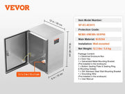 Vevor - Cases - Waterproof Junction Box - Junction Box - 40x30x15 cm - Outdoor Electrical Cabinet - with Mounting Plate Hinges Lock IP66