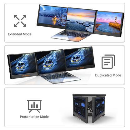 Draagbare Monitor – Tweede Scherm – Laptop Monitor – Extra Display – Portable Scherm – 11,6 Inch IPS Full HD – 195 Graden Draaibaar