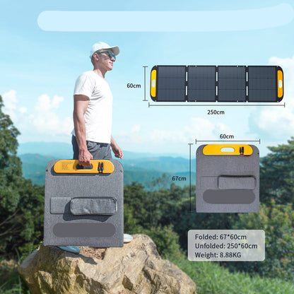 Zonnepanelen - Zonnepaneel Systeem - Opvouwbaar - Draagbaar - Zonne Energie - 220W - Waterdichte - Complete 48V Solar Kit voor Buiten, Camping of Thuisgebruik