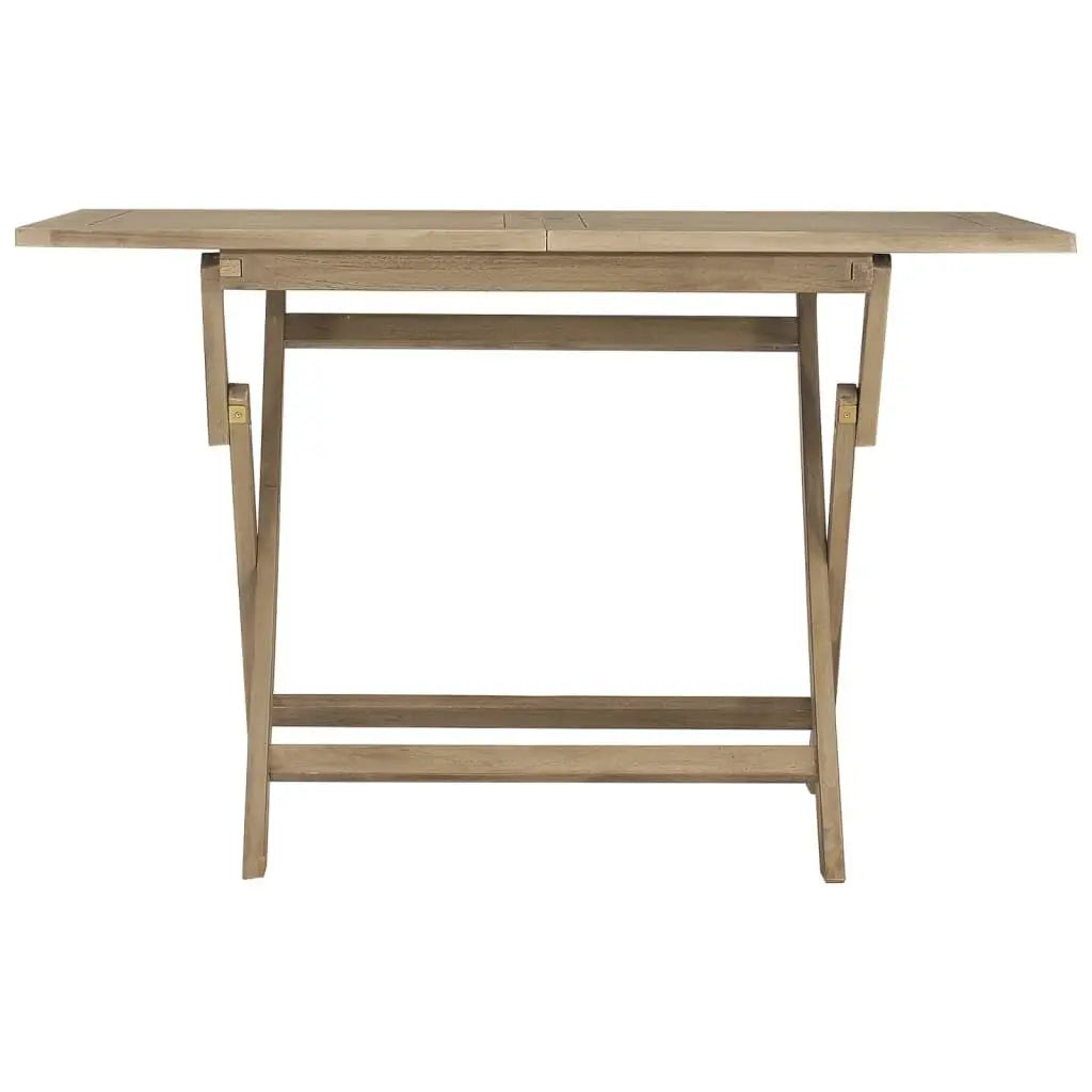 Tuintafel – Opvouwbare Tafel – Buiten Tafel – Balkon Tafel – Massief Teakhout – Weerbestendig – Parasolgat - 120 x 70 x 75cm -  Natuurlijk Grijs