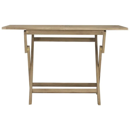 Tuintafel – Opvouwbare Tafel – Buiten Tafel – Balkon Tafel – Massief Teakhout – Weerbestendig – Parasolgat - 120 x 70 x 75cm -  Natuurlijk Grijs