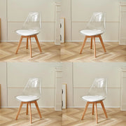 Transparent Dining Chairs - Chair - Kitchen Chairs - Set of 4 - Modern - Wooden Legs - Comfortable PU Seat - Ergonomic Design - Living Room - Sustainable Materials - Black