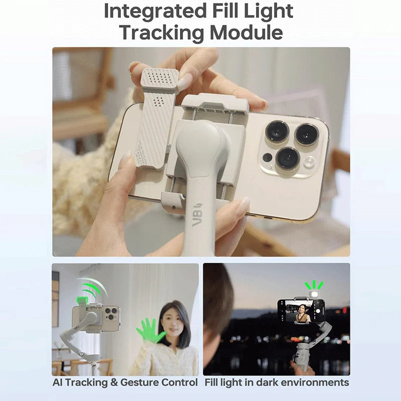 Smartphone stabilisator - Stabilisator - Handheld gimbal stabilizer - Tripod - 315 gram - Grijswit