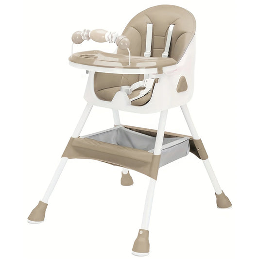 Opvouwbare Kinderstoel - Met Grote Antislipmat en Speelgoedrek - 6 Maanden en zouder - Khaki