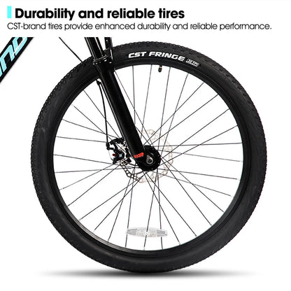HILAND 26 inch aluminum alloy mountain bike for men and women, 21 speed bike with mechanical disc brakes, front suspension fork