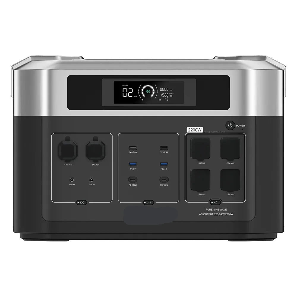 Draagbare Powerstation – Mobiele Accu – Noodstroom – Zonne-energie – 2048Wh Capaciteit – 2200W AC Uitgang