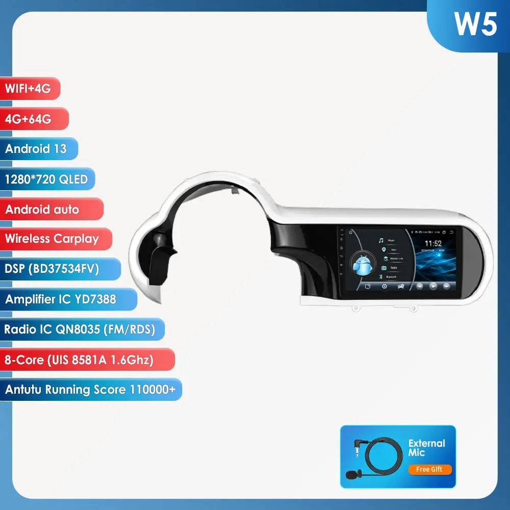 9 inch Autoradio – Multimedia Speler – Touchscreen Navigatie – Draadloze CarPlay – Android Auto – 4G-Verbonden – Stevig ABS & Metaal – HD Display