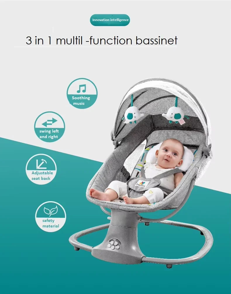 Elektrische Wipstoel - Baby Schommel - Baby Automatische Schommelstoel - Babybedje - Wipstoel - Automatische Wieg voor Baby’s - Schommelbedjev - Comfortabel & Veilig - Afstandsbediening - Roze - QUORE