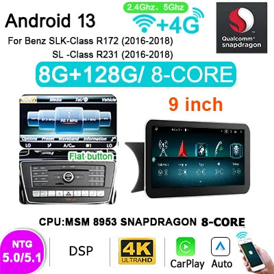7 inch Android 14 autoradio – multimedia speler – 2 DIN navigatiesysteem – carplay ontvanger – bluetooth handsfree – HD touchscreen – draadloos CarPlay & Android Auto