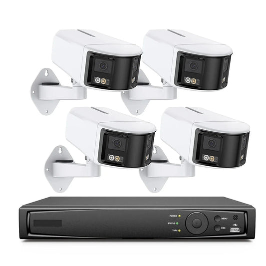 Beveiligingscamerasysteem - Camerabewaking - Beveiligingscamera - POE Camera Kit - Tweeweg Audio - 8CH NVR - 4 Camera's - Weerbestendig - Nachtzicht & Bewegingsdetectie - Binnen en Buiten - Beugel Houder - Ingebouwde HDD: 4T