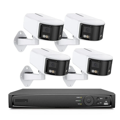 Beveiligingscamerasysteem - Camerabewaking - Beveiligingscamera - POE Camera Kit - Tweeweg Audio - 8CH NVR - 4 Camera's - Weerbestendig - Nachtzicht & Bewegingsdetectie - Binnen en Buiten - Beugel Houder - Ingebouwde HDD: 1T
