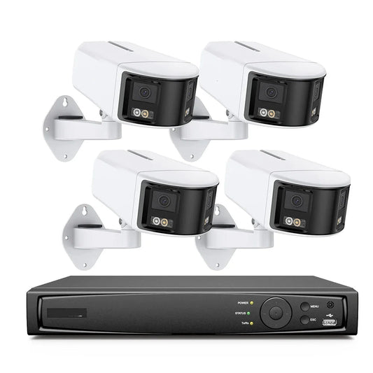 Beveiligingscamerasysteem - Camerabewaking - Beveiligingscamera - POE Camera Kit - Tweeweg Audio - 8CH NVR - 4 Camera's - Weerbestendig - Nachtzicht & Bewegingsdetectie - Binnen en Buiten - Beugel Houder - Ingebouwde HDD: 1T
