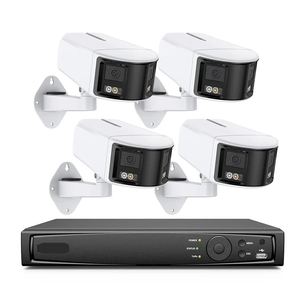Beveiligingscamerasysteem - Camerabewaking - Beveiligingscamera - POE Camera Kit - Tweeweg Audio - 8CH NVR - 4 Camera's - Weerbestendig - Nachtzicht & Bewegingsdetectie - Binnen en Buiten - Beugel Houder - Ingebouwde HDD: 2T