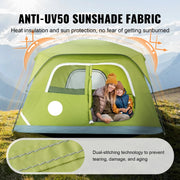 Tent - Strandtent - Kampeertent - 10 x 9 x 6.5 ft - voor 6 Personen - Waterdicht - Lichtgewicht - Backpacking Tent - Gemakkelijk Opzetten - met Deur en Raam - Groen