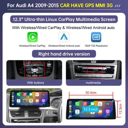 Multimedia Touchscreen Audi A4 & A5 – Auto Radio Display – CarPlay Scherm – Android Auto Unit – Draadloze Connectiviteit – 10,25 Inch HD – Plug & Play Variant CAR HAVE GPS 12 RHD