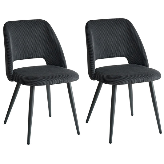 Set of 2/4/6 Stylish Corduroy Dining Chair - Soft Fabric Seat, Ergonomic Design, Suitable for Family Dining Space