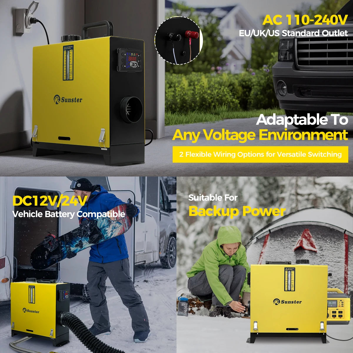 Diesel Luchtverwarmer – Diesel Kachel – Parkeerverwarming – Voertuigverwarmer – 8 kW Warmtecapaciteit – LCD Display & Draadloze Afstandsbediening – 12V/24V/220V Variante - QUORE