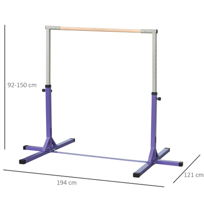 Turnrek – Klimrek – Duikelrek – Rekstok – Gymnastiekrek – Verstelbare Hoogte 92-150 cm – Stalen Frame Met Beukenhouten Stang – Antislip Voetjes