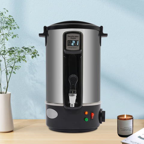 Elektrische Wassmelter - Wazsmelter - Kaarsen Maken - Kaarswas -   Verwarmingspot - 12L/1100W - 3,92 kg - Grijs