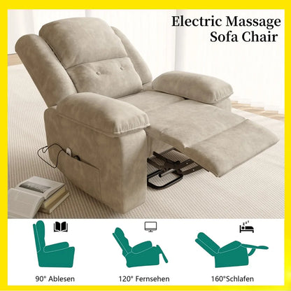 Elektrische Massagestoel - Slaapbank - Slaapstoel - Loungestoel - Met 8-Punts Massage - 2-Punts Verwarming - Voor In De Taille - Lichtbruin