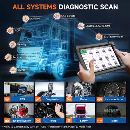 Professionele OBD2 Diagnosetool – Truck Scanner – Auto Diagnostiek – Zware Voertuig Scanner – Bluetooth Connectiviteit – 10,1 Inch Touchscreen – 6000 mAh Batterij