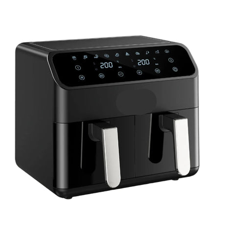 Digital Airfryer - PFAS free - Large 8 Liter - 2000W - Hot air fryer - Black - Digital screen - 6 Presets - Including height-adjustable Grill rack - Electric fryer - Intelligent electric oven without oil smoke