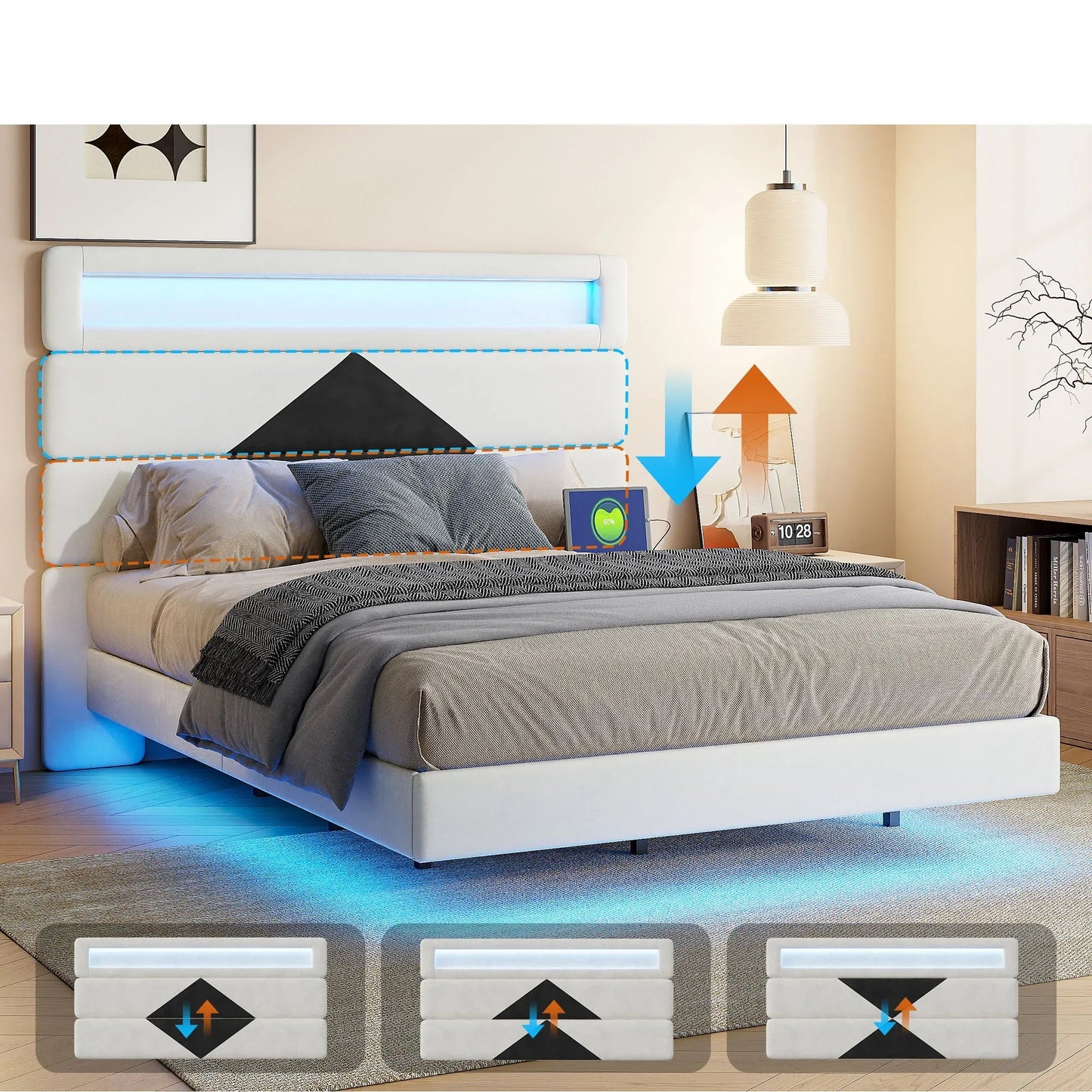 Bedframe – Slaapbed – Tweepersoonsbed – Gestoffeerd Bed – Velours Hoofdbord – Houten Lattenbodem – Modern Minimalistisch Design