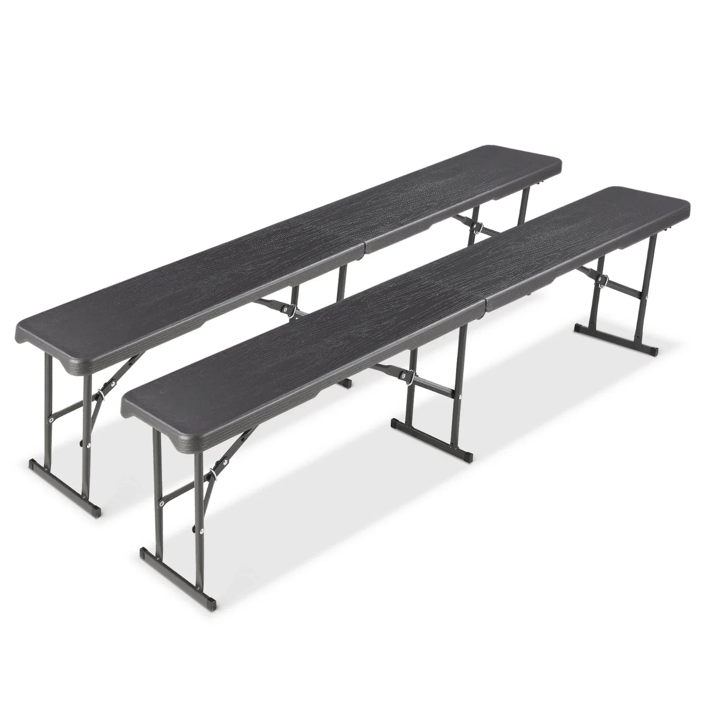 Opvouwbare Kunststof Bank met Handvat - 180x28x43 cm - Voor Tuin - Camping & Balkon - Draagbare kruk - Plastic opvouwbare bank - met handvat - Tuinkruk - Grijs